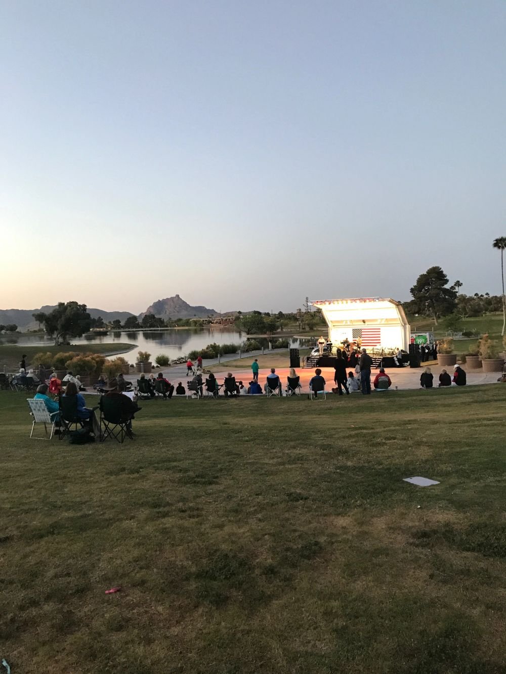 Event stage lit in warm tones