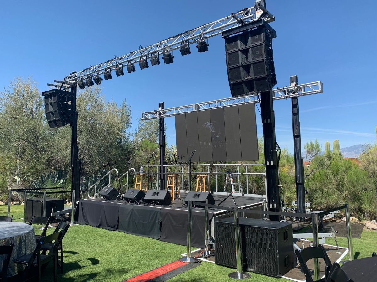 Liven Productions stage and lighting rig at a live event