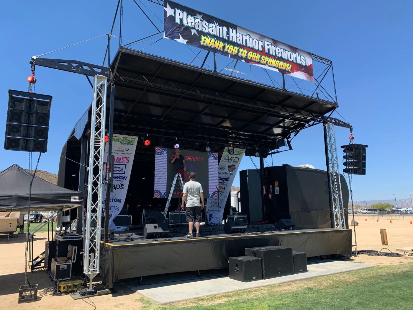 Stage, audio and lighting package installed for an event
